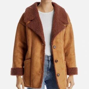 NWOT Free People Diogo Suede Sherpa Jacket Coat Brown
